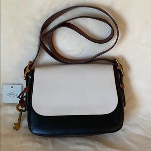 NWT Fossil Harper White & Black Crossbody